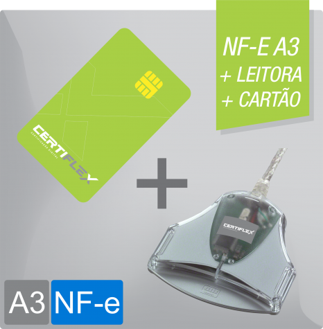 Certificado Digital para Nota Fiscal Eletrônica A3 em cartão + leitora (NF-e A3)